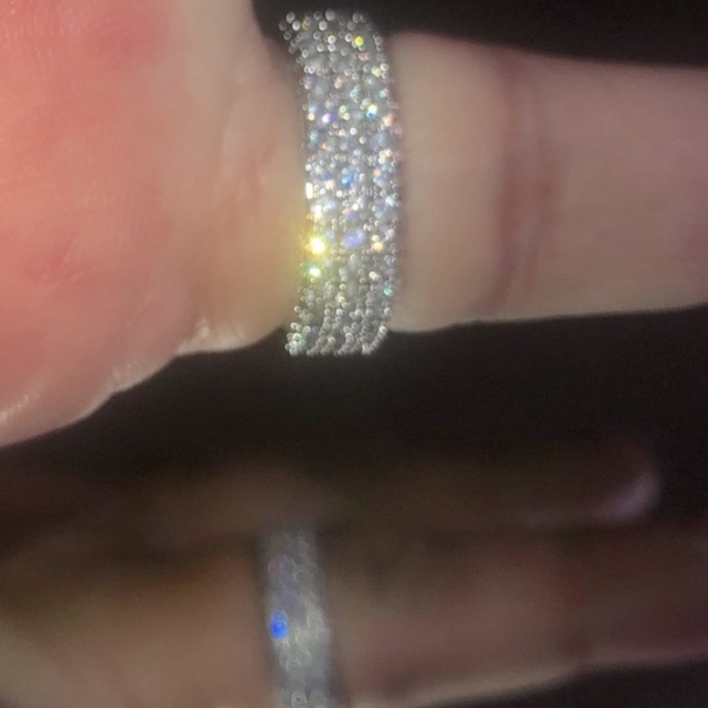 Diamond Eternity Ring Band pave setting 1/2 comfort fit 3 row - Picture 8 of 9
